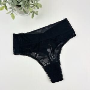 Cosabella Forza High Waisted Thong in Black Size S/M